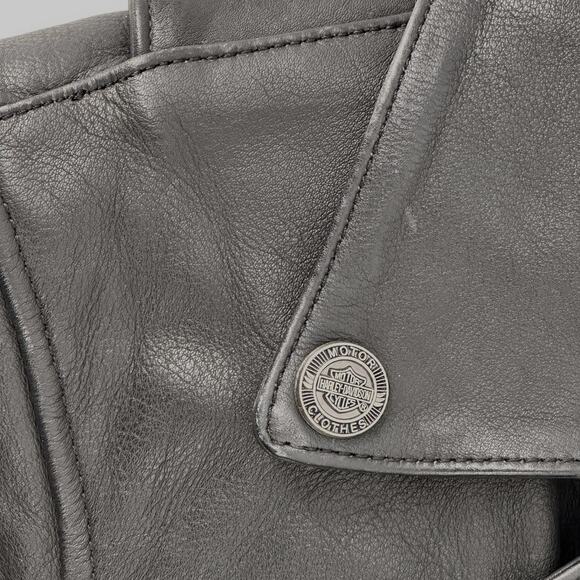 Harley Davidson Black Leather Stud Motorcycle Jacket Coat Womens Size XS - Picture 4 of 16